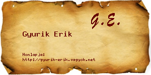 Gyurik Erik névjegykártya